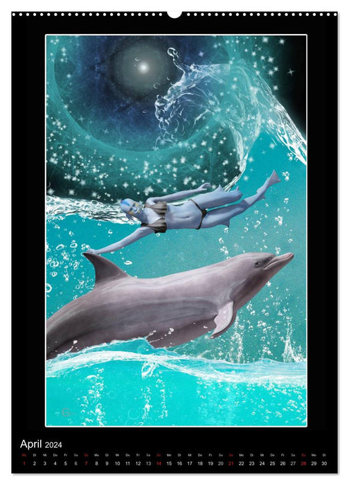 Mysterious dolphins (CALVENDO Premium Wall Calendar 2024) 
