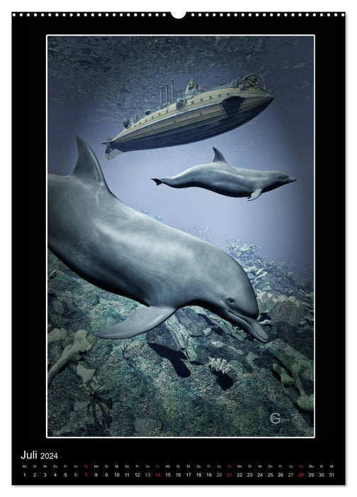 Dauphins mystérieux (Calendrier mural CALVENDO Premium 2024) 