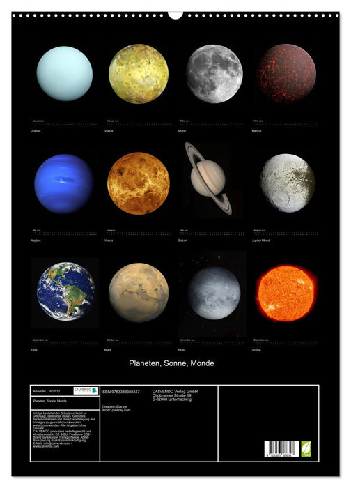 Planets, sun, moons (CALVENDO wall calendar 2024) 