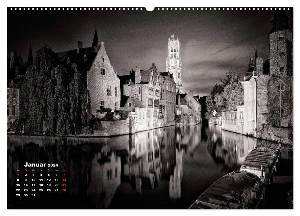 Bruges – Voyage dans le temps au Moyen Âge (Calendrier mural CALVENDO Premium 2024) 