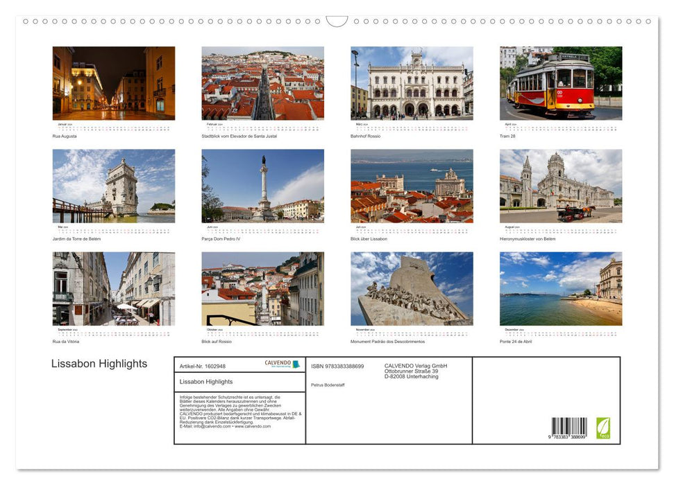 Lisbon highlights by Petrus Bodenstaff (CALVENDO wall calendar 2024) 