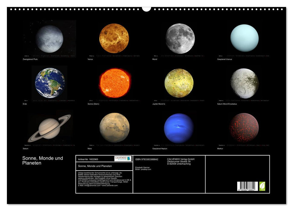 Soleil, lunes et planètes (Calendrier mural CALVENDO 2024) 