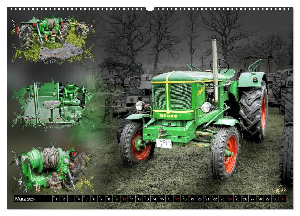 Voitures anciennes - tracteurs (Calendrier mural CALVENDO Premium 2024)