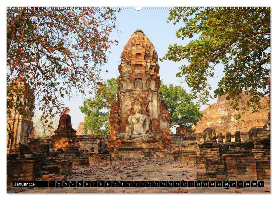 Ayutthaya - Ancienne capitale de la Thaïlande (Calendrier mural CALVENDO 2024) 