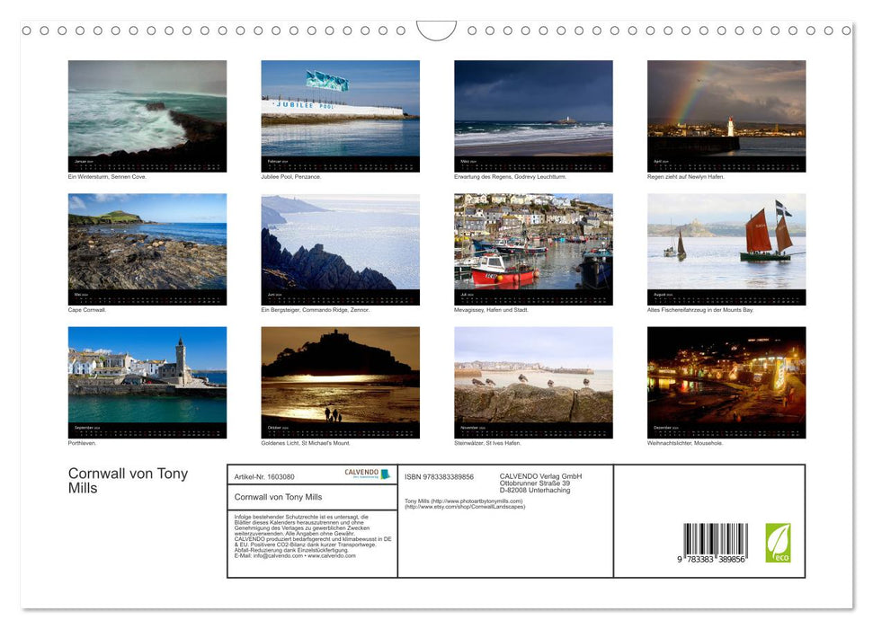 Cornwall by Tony Mills (CALVENDO Wall Calendar 2024) 