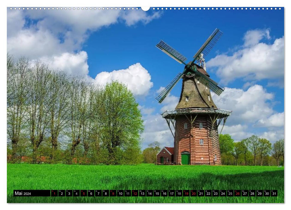 Windmühlen in Ostfriesland (CALVENDO Wandkalender 2024)