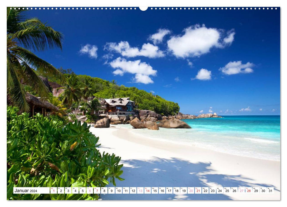 Seychellen Strandfeeling (CALVENDO Premium Wandkalender 2024)