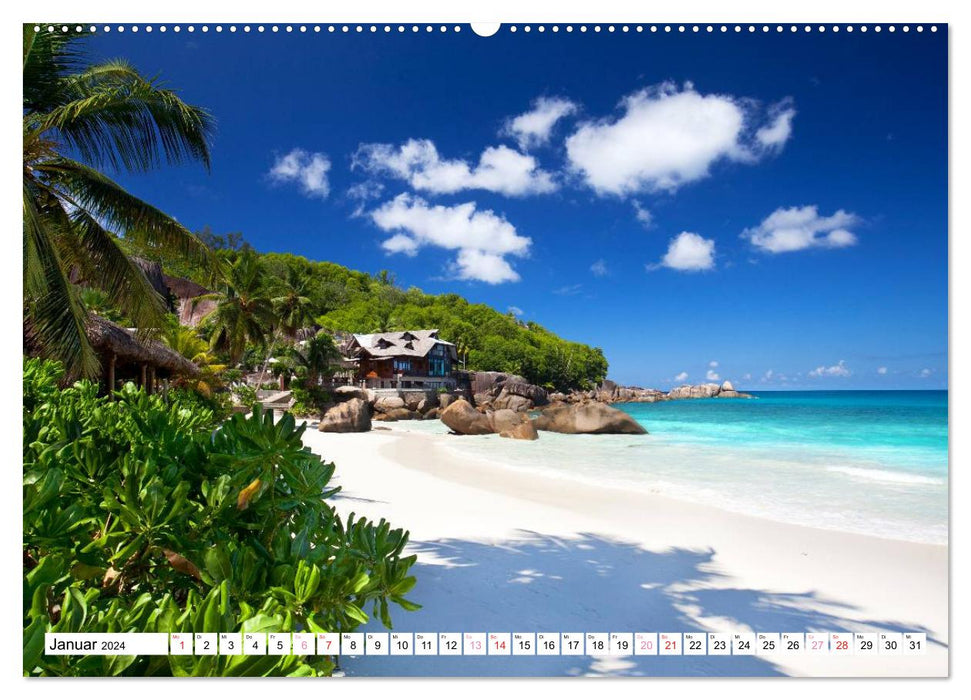 Sensation de plage aux Seychelles (Calvendo Premium Wall Calendar 2024) 