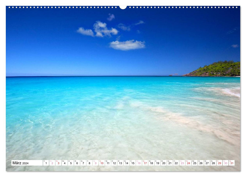 Sensation de plage aux Seychelles (Calvendo Premium Wall Calendar 2024) 
