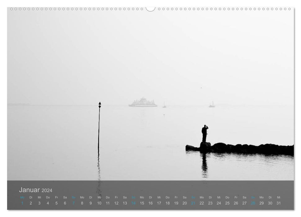 Seascapes. Black and white North Sea impressions 2024 (CALVENDO Premium Wall Calendar 2024) 