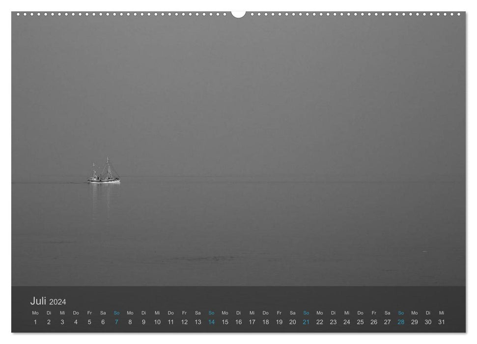Paysages marins. Impressions de la mer du Nord en noir et blanc 2024 (Calendrier mural CALVENDO Premium 2024) 