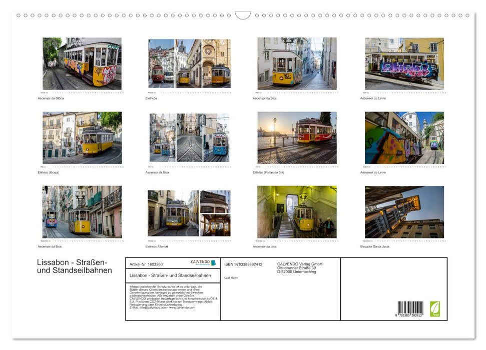 Lissabon - Straßen- & Standseilbahnen (CALVENDO Wandkalender 2024)