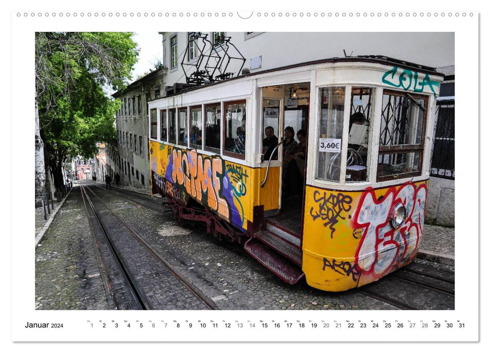 Lisbon - Trams &amp; Funiculars (CALVENDO Wall Calendar 2024) 