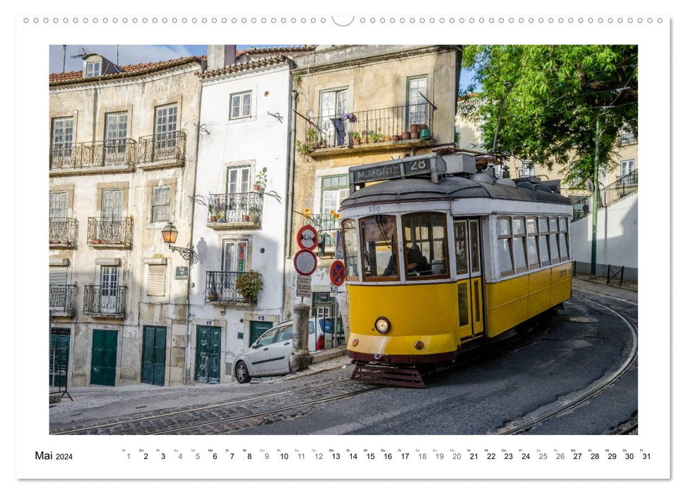 Lissabon - Straßen- & Standseilbahnen (CALVENDO Wandkalender 2024)