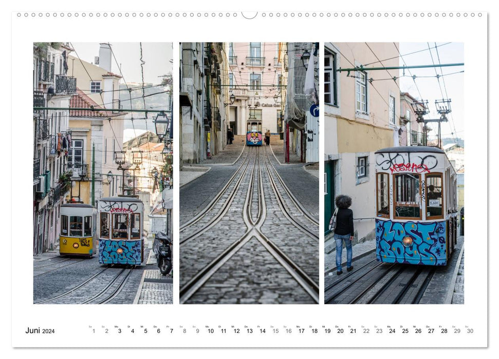 Lisbon - Trams &amp; Funiculars (CALVENDO Wall Calendar 2024) 
