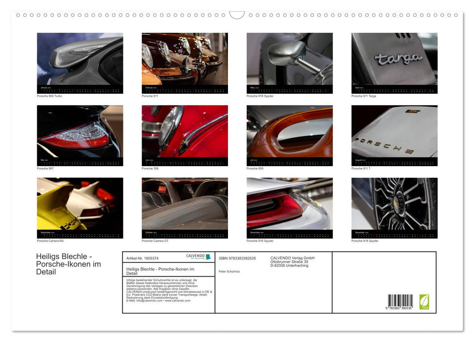 Heiligs Blechle - Porsche icons in detail (CALVENDO wall calendar 2024) 