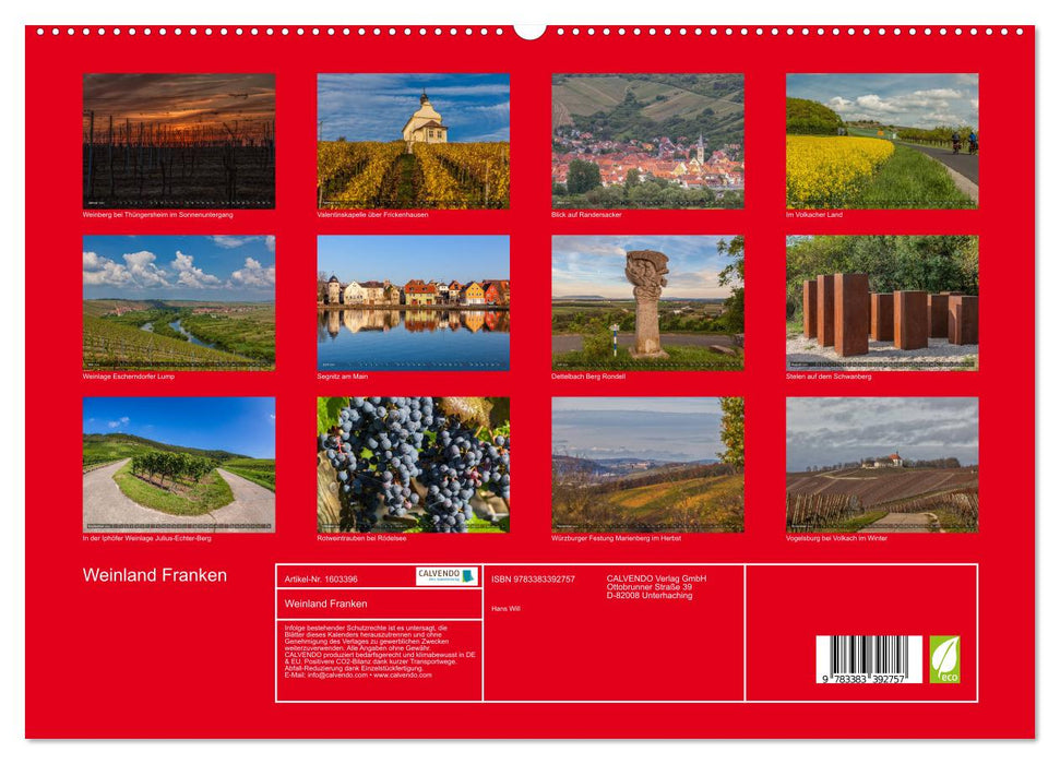 Weinland Franken (CALVENDO Premium Wandkalender 2024)