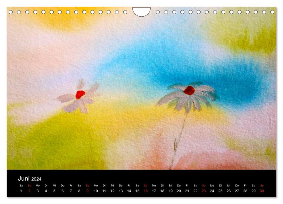 Neue Blumenaquarelle (CALVENDO Wandkalender 2024)