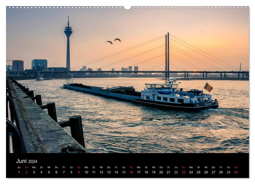 Düsseldorf - Rheinansichten (CALVENDO Premium Wandkalender 2024)