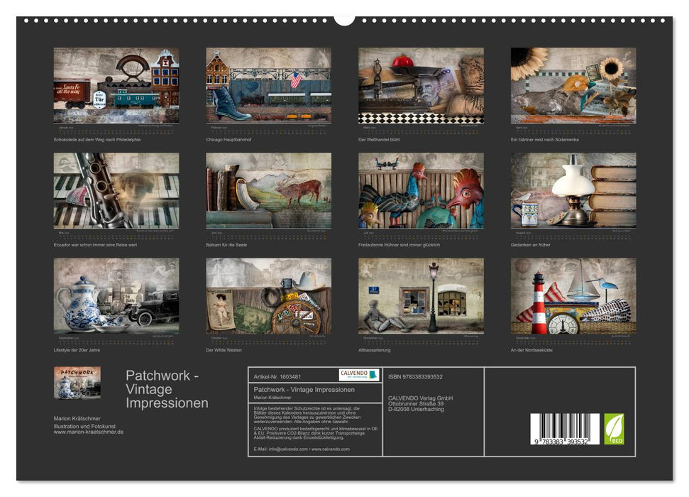 Patchwork - Vintage Impressionen (CALVENDO Premium Wandkalender 2024)