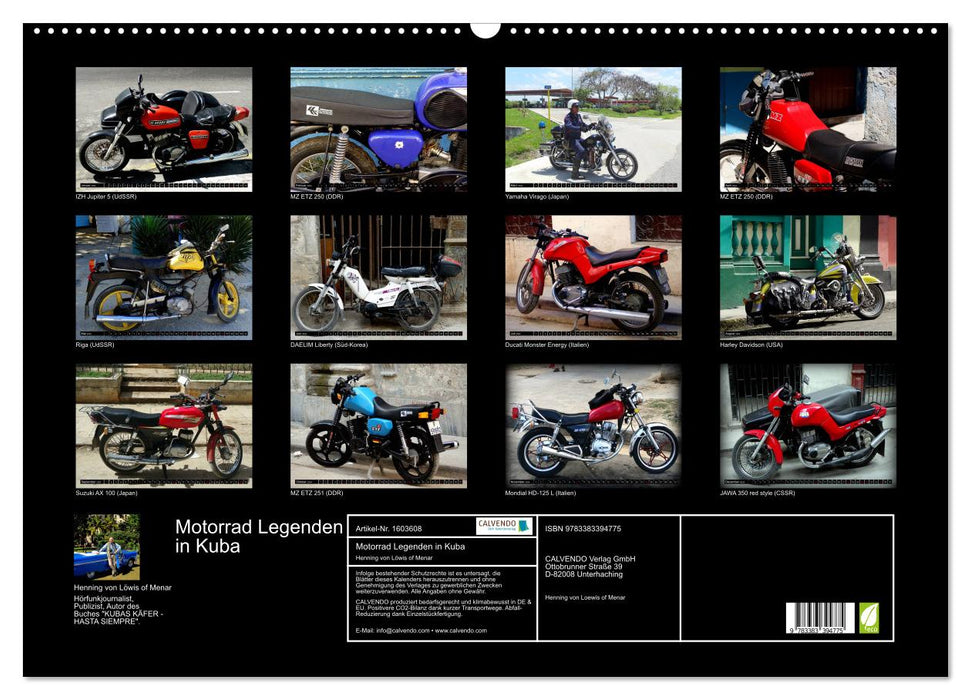 Motorcycle legends in Cuba (CALVENDO wall calendar 2024) 