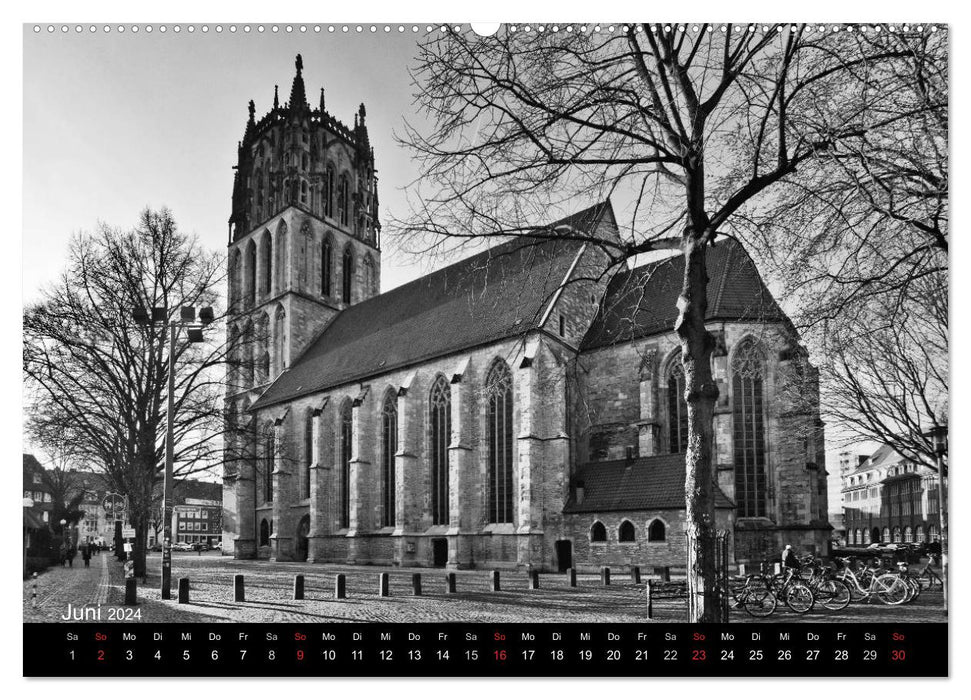 Münster in schwarz-weiß gesehen (CALVENDO Premium Wandkalender 2024)