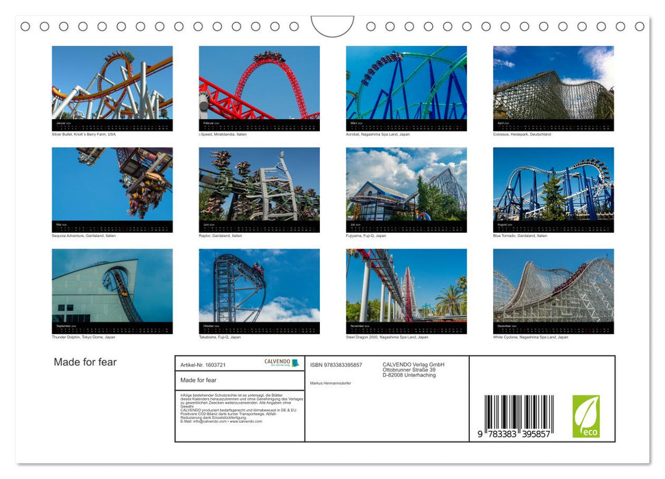 Made for Fear - The roller coaster calendar (CALVENDO wall calendar 2024) 