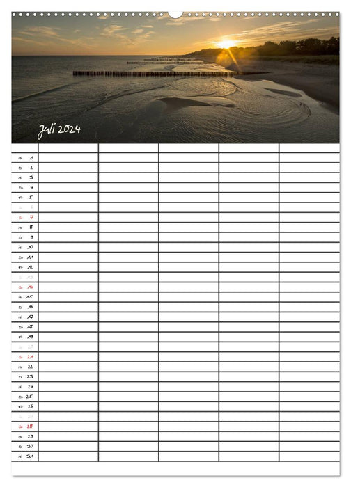 Urlaubsparadies Fischland Darß - Familienplaner (CALVENDO Premium Wandkalender 2024)
