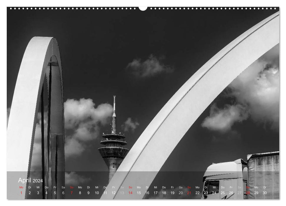 Düsseldorf Ansichten in Schwarz-Weiß (CALVENDO Wandkalender 2024)