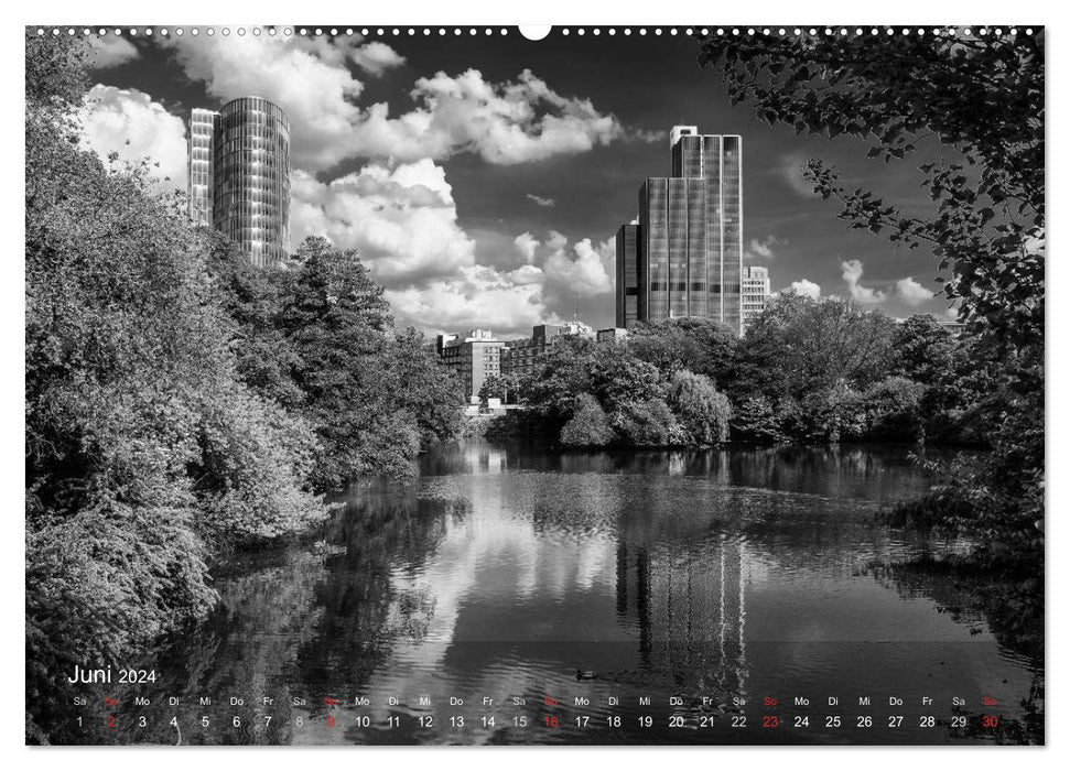 Düsseldorf views in black and white (CALVENDO wall calendar 2024) 