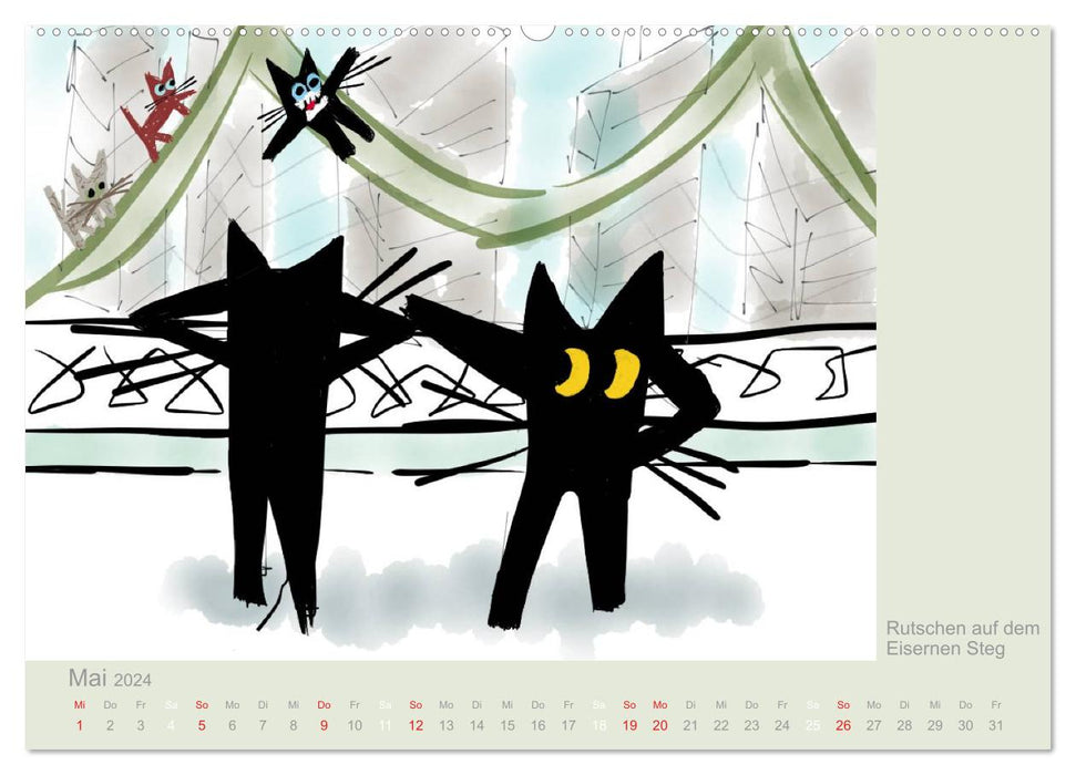Ms. Kami Cat discovers Frankfurt am Main (CALVENDO Premium Wall Calendar 2024) 