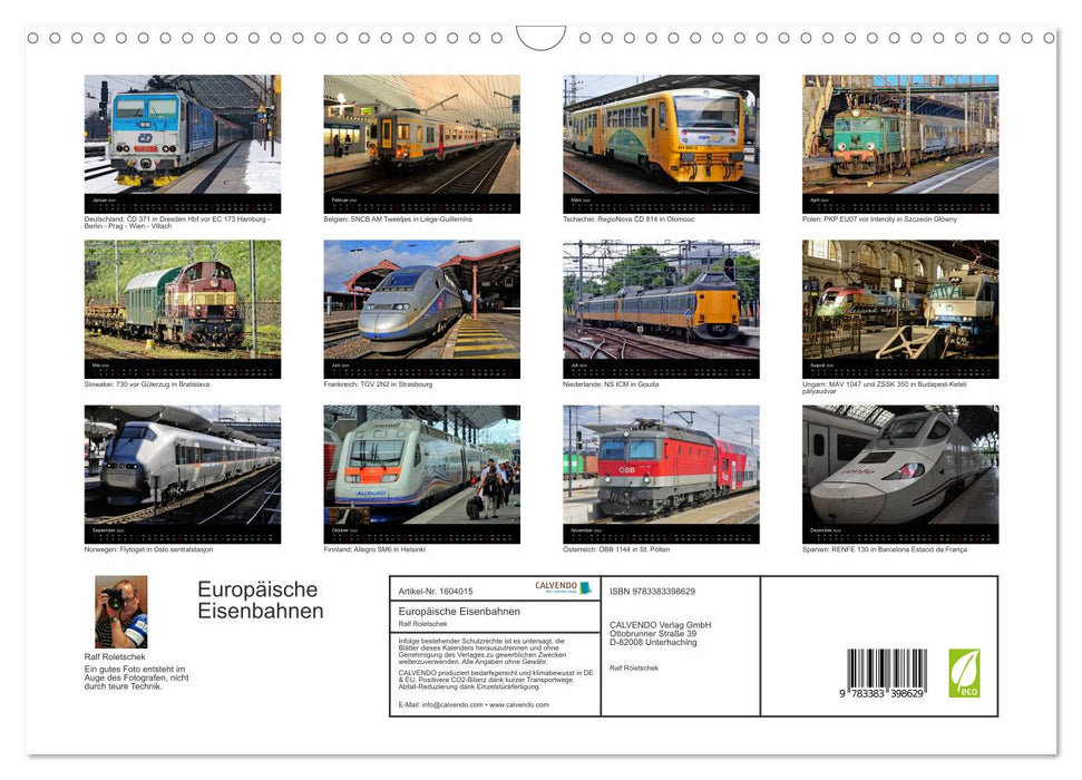 European railways in the eye of the camera (CALVENDO wall calendar 2024) 