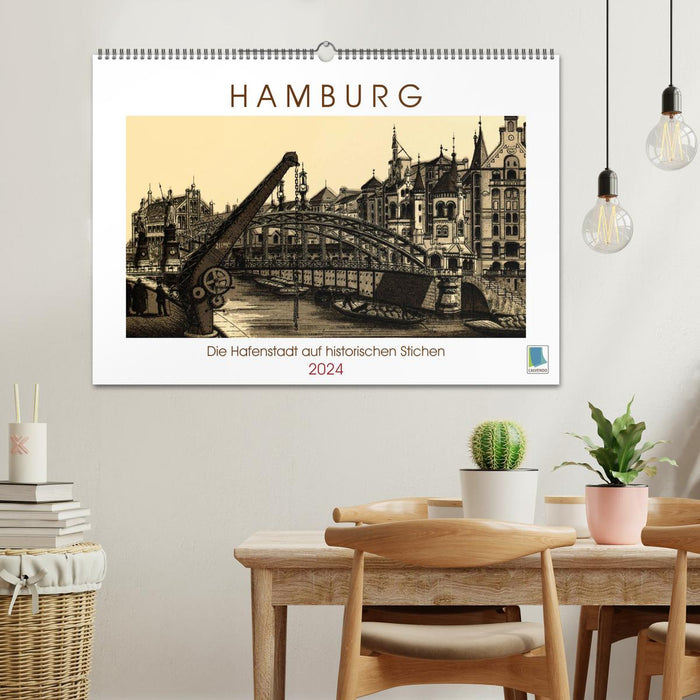 Hambourg : La ville portuaire sur les gravures historiques (calendrier mural CALVENDO 2024) 