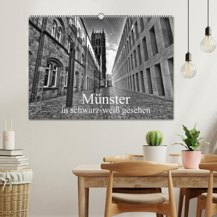 Münster vu en noir et blanc (calendrier mural CALVENDO 2024) 