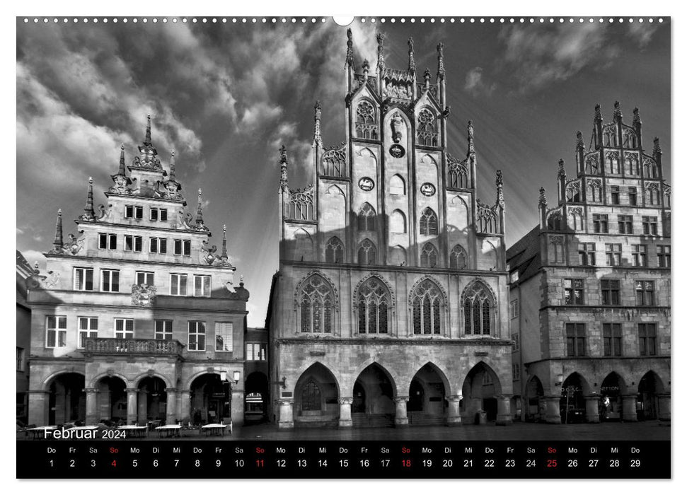 Münster in schwarz-weiß gesehen (CALVENDO Wandkalender 2024)