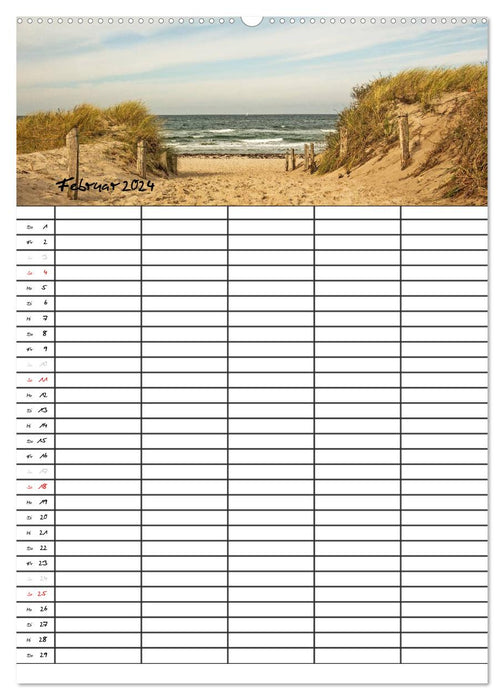 Urlaubsparadies Fischland Darß - Familienplaner (CALVENDO Wandkalender 2024)