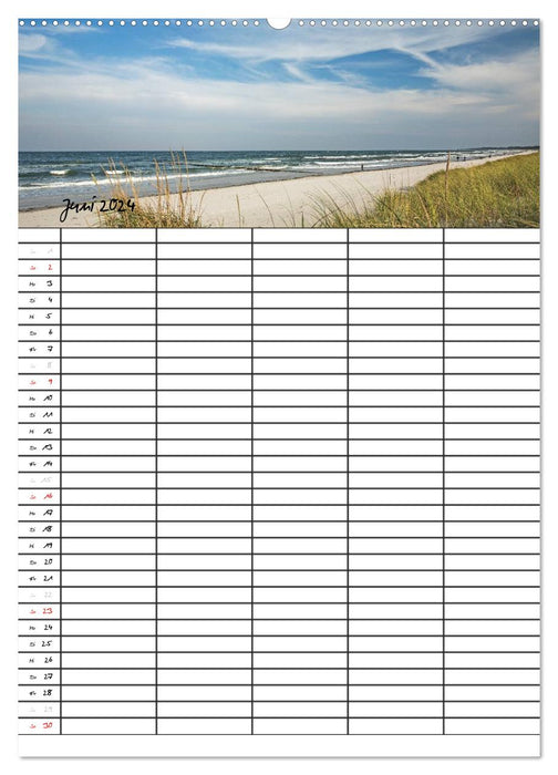 Urlaubsparadies Fischland Darß - Familienplaner (CALVENDO Wandkalender 2024)