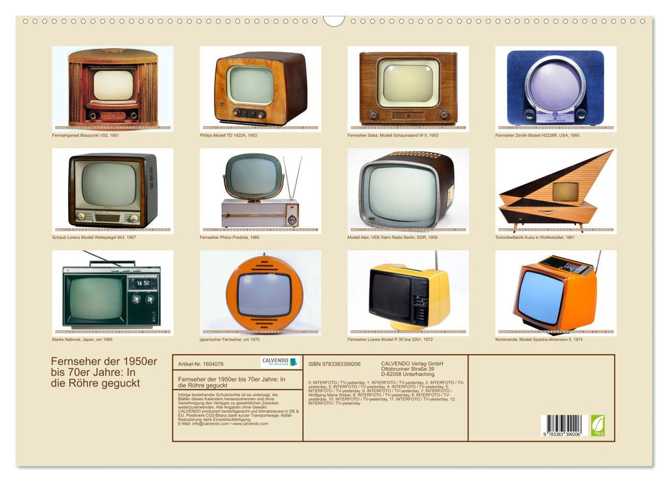 Téléviseurs des années 50 à 70 : regardés à travers le tube (Calendrier mural CALVENDO 2024) 