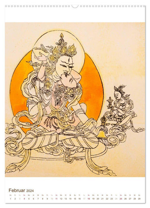 Mit Buddha durchs Jahr: historische Zeichnungen (CALVENDO Wandkalender 2024)