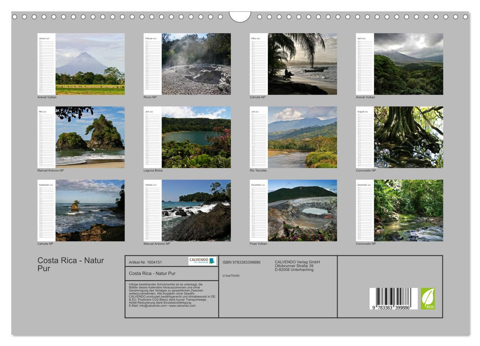 Costa Rica - Natur Pur (CALVENDO Wandkalender 2024)
