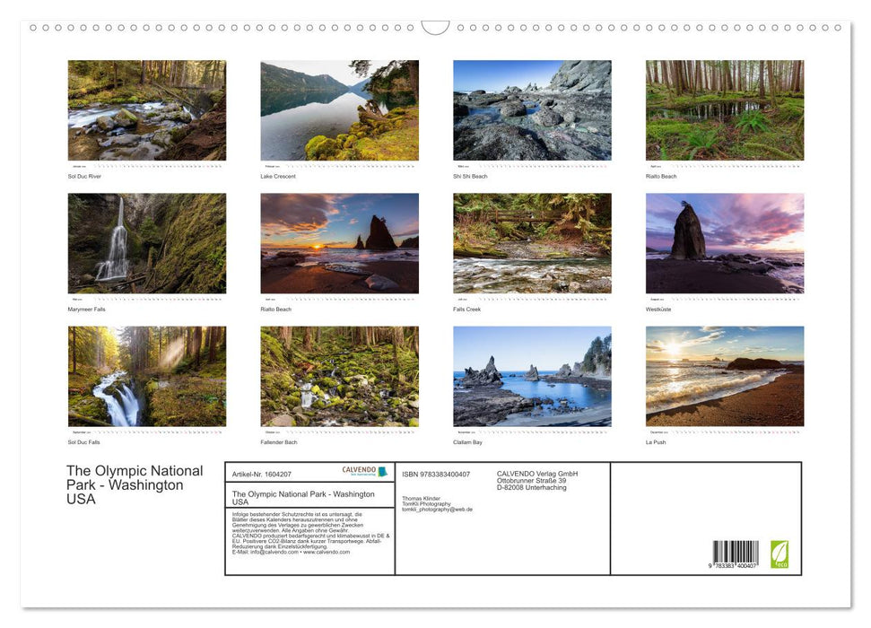 Le Parc National Olympique – Washington USA (Calendrier mural CALVENDO 2024) 