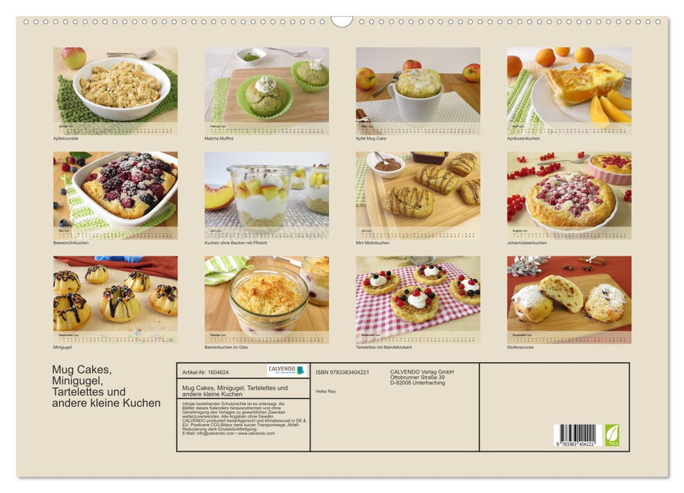 Mug Cakes, Minigugel, Tartelettes und andere kleine Kuchen (CALVENDO Wandkalender 2024)