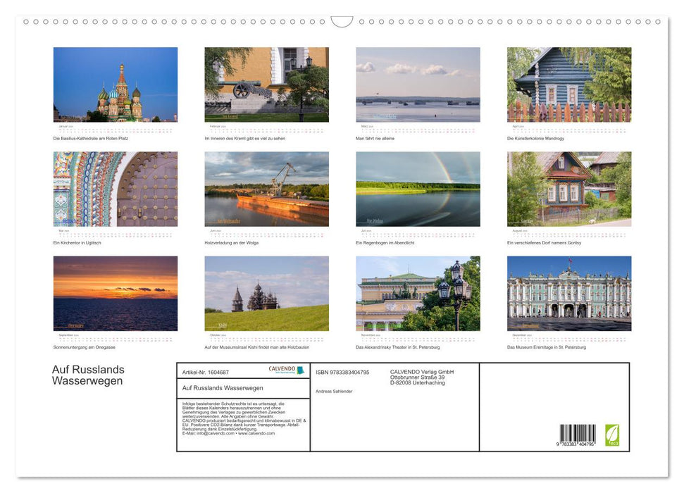 Sur les voies navigables de Russie (calendrier mural CALVENDO 2024) 