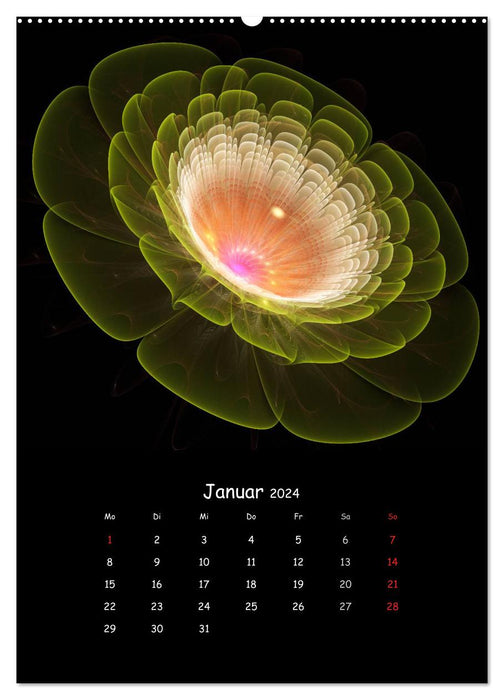 Fleurs fractales magiques (Calvendo Premium Wall Calendar 2024) 