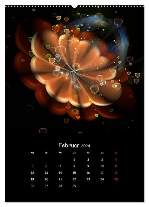 Zauberhafte Fraktal-Blumen (CALVENDO Premium Wandkalender 2024)
