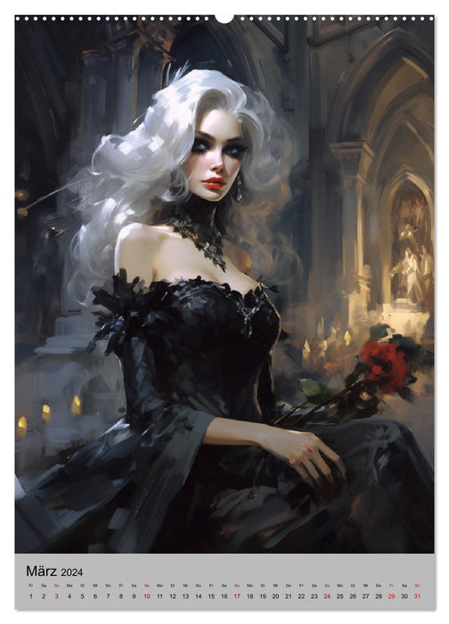 Gothic-Queens. Schaurig-schön im Renaissance-Stil (CALVENDO Wandkalender 2024)