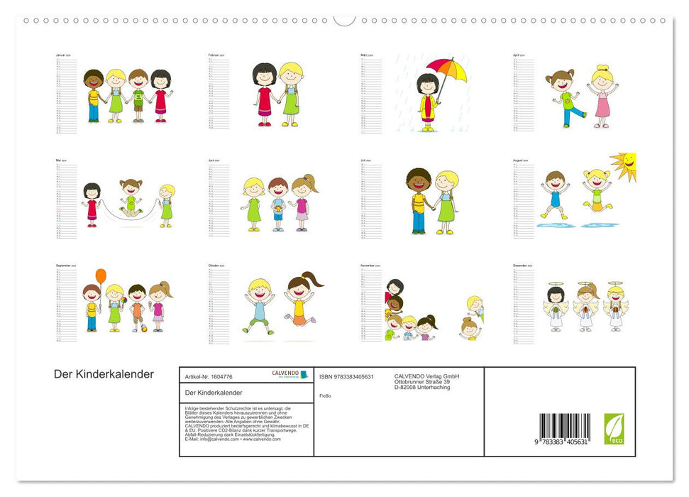 Le calendrier des enfants (Calendrier mural CALVENDO Premium 2024) 