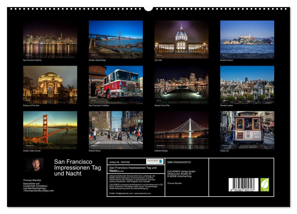 Impressions de San Francisco de jour comme de nuit (Calendrier mural CALVENDO Premium 2024) 