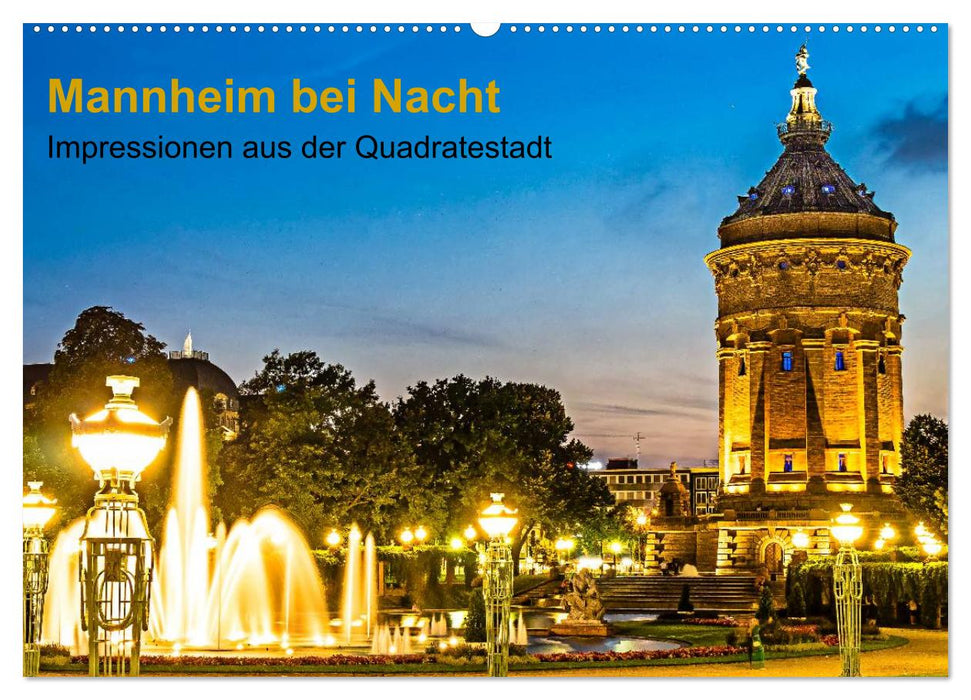 Mannheim bei Nacht - Impressionen aus der Quadratestadt (CALVENDO Wandkalender 2024)