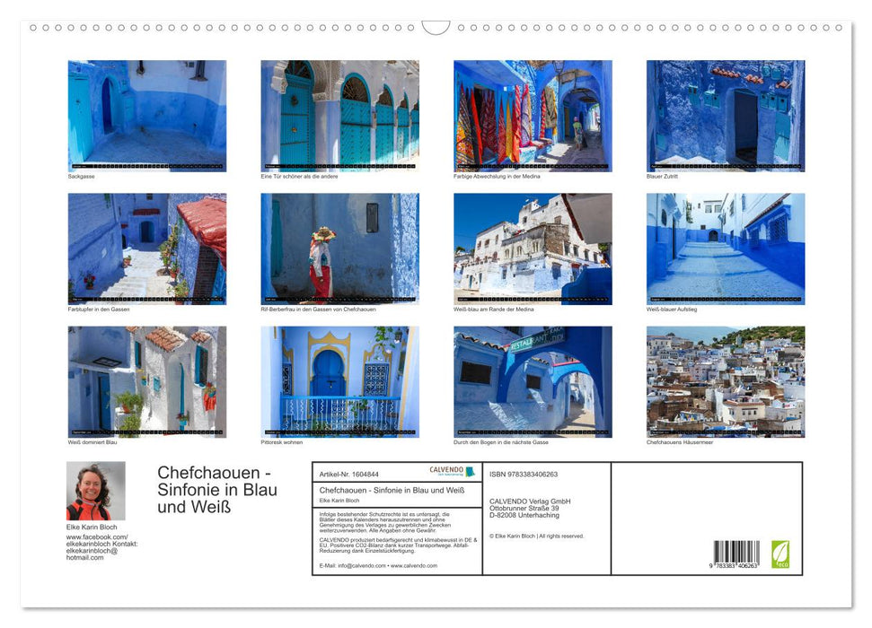 Chefchaouen - Symphony in Blue and White (CALVENDO Wall Calendar 2024) 